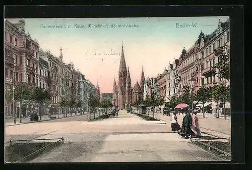 AK Berlin, Tauentzienstrasse mit Kaiser-Wilhelm-Gedächtniskirche