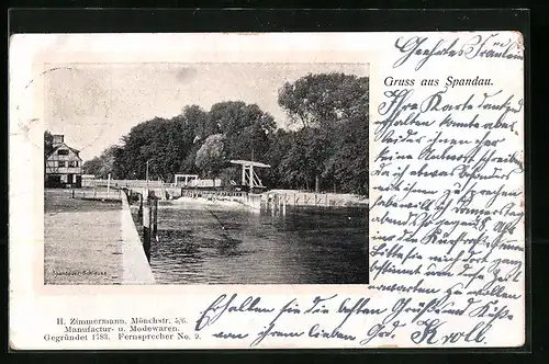 AK Berlin-Spandau, Partie an der Spandauer Schleuse
