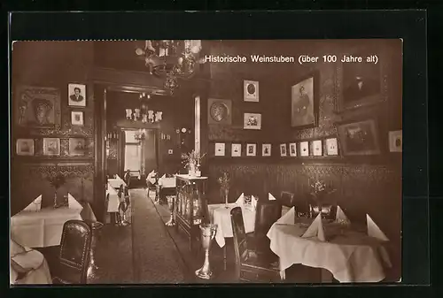 AK Berlin-W, Gasthaus J. C. Lutter AG, Charlottenstrasse 49 am Gendarmenmarkt, Historische Weinstuben, Innenansicht