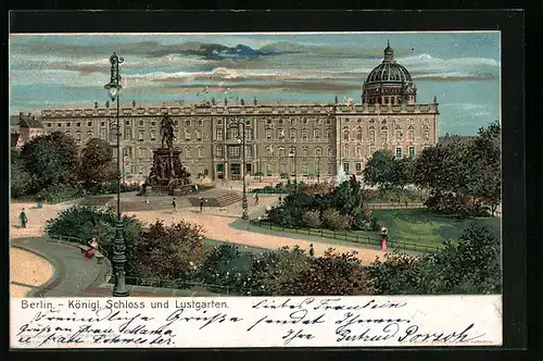 Lithographie Berlin, Königliches Schloss und Lustgarten