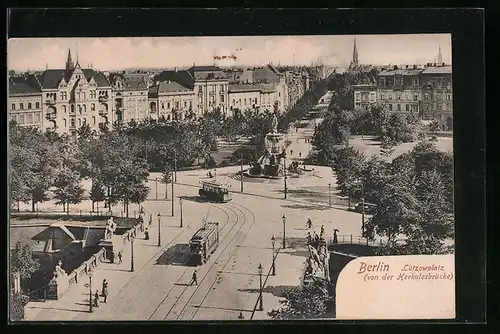 AK Berlin, Lützowplatz von der Herkulesbrücke gesehen, mit Strassenbahn