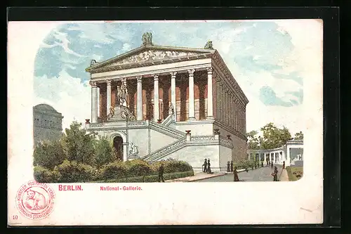 Lithographie Berlin, Ansicht der National-Gallerie