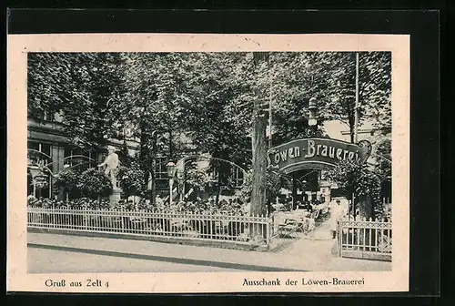 AK Berlin, Löwen-Bräuerei mit Ausschank, Zelt 4