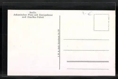 AK Berlin, Askanischer Platz mit Europahaus und Emelka-Palast