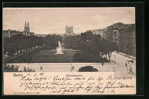 AK Berlin, Mariannenplatz mit Springbrunnen