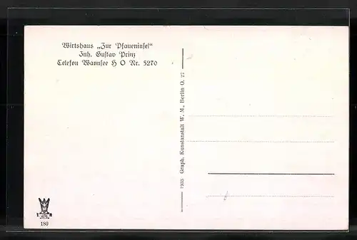 AK Berlin-Wannsee, Gasthaus Zur Pfaueninsel a. d. Havel mit Enten