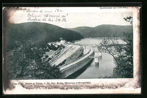 AK Gemünd i. Eifel, Urfttalsperre aus der Vogelschau