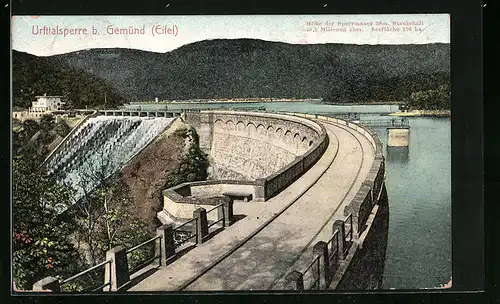 AK Gemünd i. Eifel, Urfttalsperre mit Sperrmauer