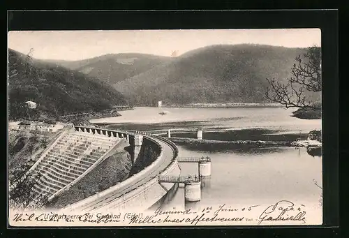 AK Gemünd i. Eifel, Urfttalsperre aus der Vogelschau