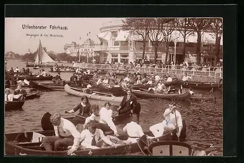 AK Hamburg, Uhlenhorster Fährhaus mit Bootspartie