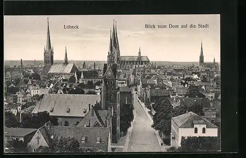 AK Lübeck, Blick vom Dom auf die Stadt