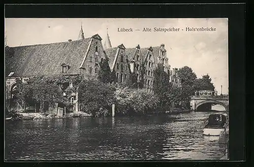 AK Lübeck, Alte Salzspeicher, Holstenbrücke