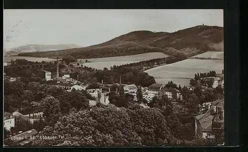 AK Löbau i. Sa., Löbauer Tal aus der Vogelschau