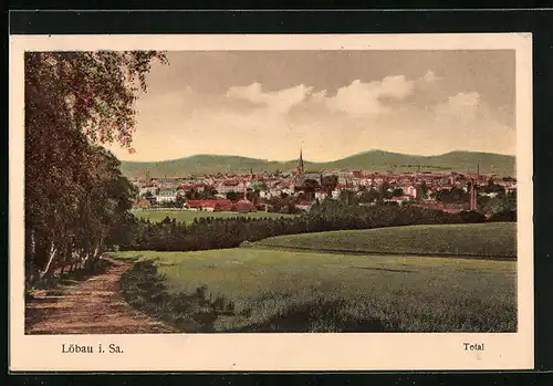 AK Löbau i. Sa., Totalansicht mit Kirche
