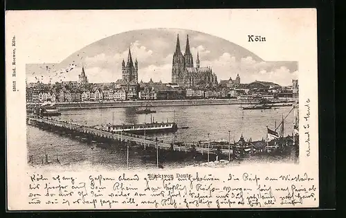 AK Köln, Blick von Deutz auf den Ort mit Dom