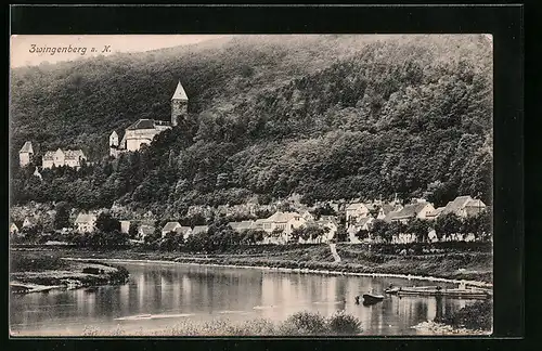 AK Zwingenberg a. N., Teilansicht mit Kirche