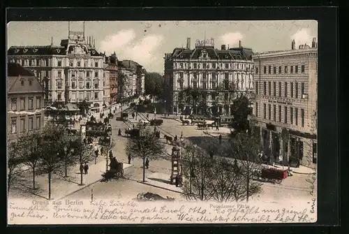 AK Berlin, Potsdamer Platz mit Hotel Der Fürstenhof und Strassenbahn