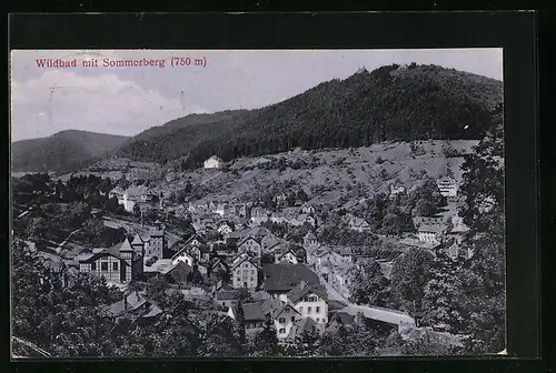 AK Wildbad, Teilansicht mit Sommerberg