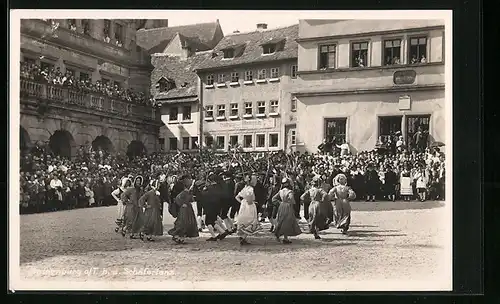 AK Rothenburg o. T., Gasthaus zum Marktplatz und historischer Schäfertanz