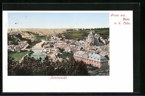 AK Diez /Lahn, Totalansicht aus der Vogelschau