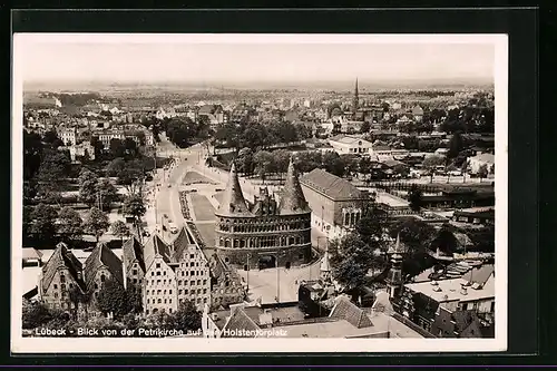 AK Lübeck, Blick von der Petrikirche auf den Holstentorplatz