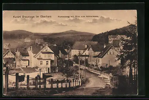 AK Braunlage im Oberharz, Ramsenweg mit Blick zum Achtermann