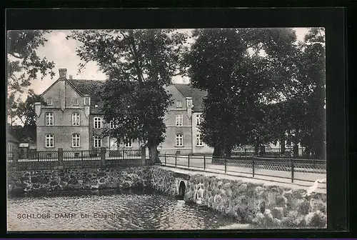 AK Vogelsang-Grünholz, Uferpartie am Schloss Damp