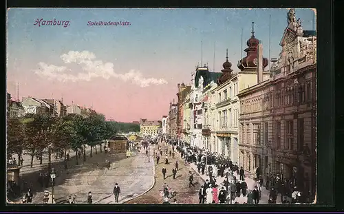AK Hamburg-St.Pauli, Strassenpartie am Spielbudenplatz
