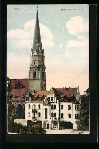 AK Löbau i. S., Blick auf die Kirche