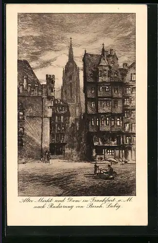 Künstler-AK Alt-Frankfurt, Alter Markt und Dom