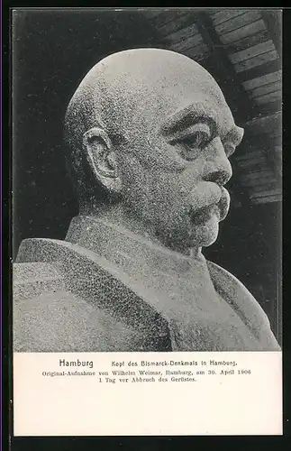 AK Hamburg-St.Pauli, Kopf des Bismarck-Denkmals