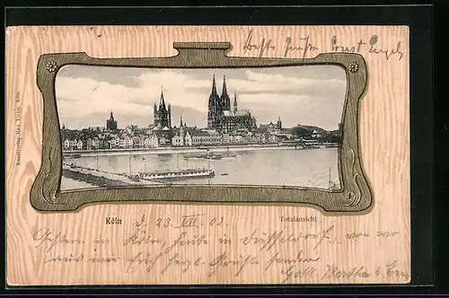 AK Köln, Totalansicht mit der Badeanstalt