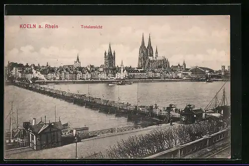 AK Köln a. Rhein, Uferpartie mit dem Dom