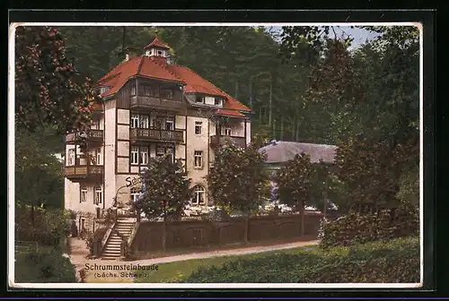 AK Schrammsteinbaude bei Bad Schandau /Sächs. Schweiz, Gasthaus