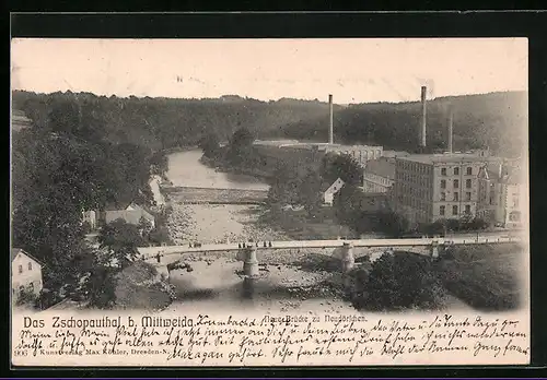 AK Mittweida, Blick auf die neue Brücke zu Neudörfchen im Zschopauthal