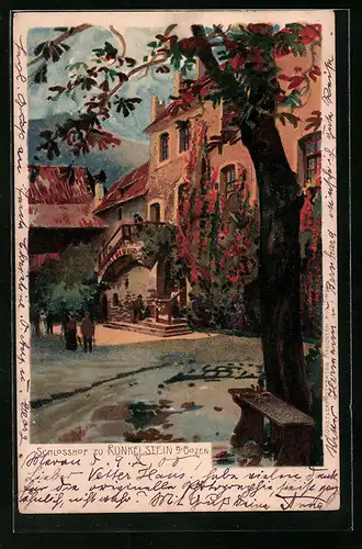 Künstler-AK Zeno Diemer: Bozen, Partie im Schlosshof zu Runkelstein