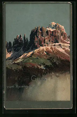 Künstler-AK Zeno Diemer: Bozen, Gruss vom Rosengarten