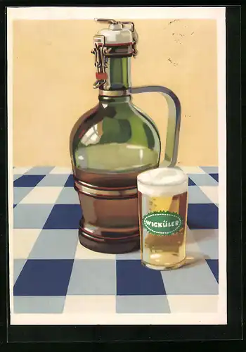 Künstler-AK Wuppertal, Werbung der Wicküler-Kpper-Brauerei A.-G.