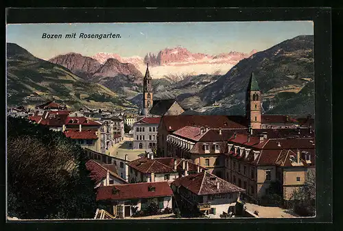 AK Bozen, Teilansicht mit Rosengarten