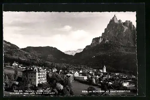 AK Seis am Schlern, Panorama mit Santnerspitze