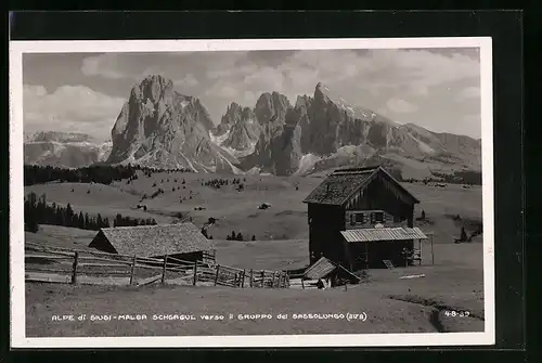 AK Malga Schgagul /Alpe di Siusi, Panorama verso i Gruppo del Sassolungo
