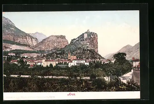 AK Arco, Ortsansicht mit Burg