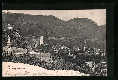 AK Meran, Burg mit Tappeinerweg