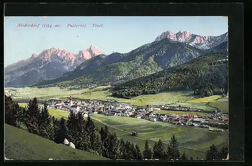 AK Niederdorf i. Pustertal, Ortsansicht mit Kirche