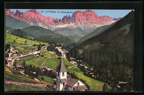 AK St. Cyprian, Landschaftspanorama mit Rosengarten
