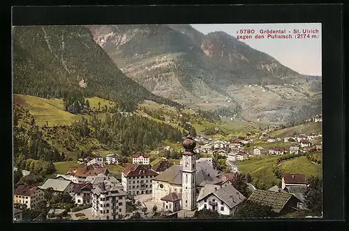 AK St. Ulrich /Grödental, Ortsansicht gegen Pufiatsch