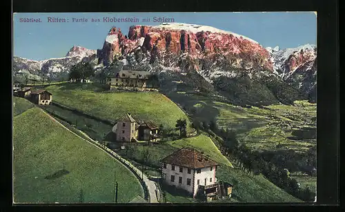 AK Klobenstein am Ritten, Ortspartie mit Schlern