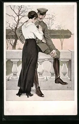 Künstler-AK Brynolf Wennerberg: Soldat auf Urlaub mit Frau