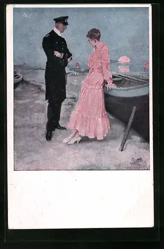 Künstler-AK Brynolf Wennerberg: Soldat mit Frau am Strand