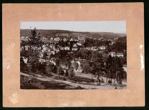 Fotografie Brück & Sohn Meissen, Ansicht Bad Elster, Blick auf die Stadt von der der Alberthöhe mit Bootshaus